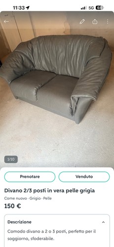 Divano vera pelle colore - pelle,