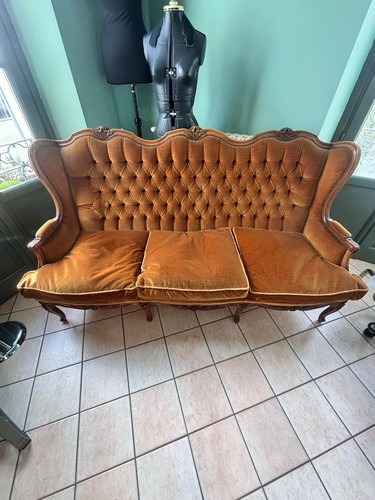Divano vintage posti velluto - divano, 3